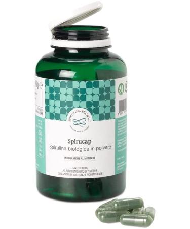 Spirulina Becagli SpiruCap - Pure Spirulina Algae - 100% Organic Made in Italy - 500mg Capsules of Organic Food Supplement Rich in Phycocyanin - Made in Tuscany (180 Capsules)