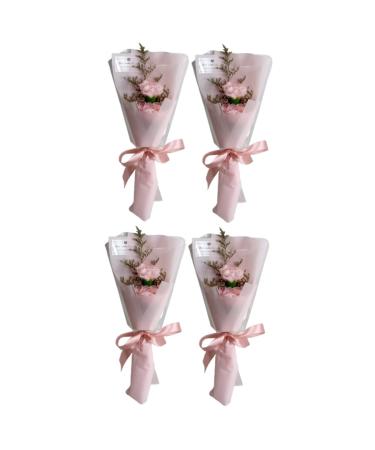 HOMSFOU 4 Pcs Rose Flower Flowers Bouquet Flower Soap Bouquet Gift Flower Bouquet Presents Artificial Bouquet Artificial Flower Bundles Bouquet of Flowers Artificial Carnation Roses