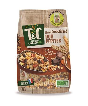 TERRES ET CEREALES - Muesli Croustillant Duo Pepites Bio 1Kg - Lot De 3