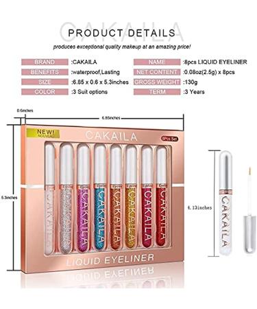 Go Ho 8 Colors Glitter Liquid Eyeliner Set - Colorful, High Pigmented, Long-lasting Waterproof Eyeliners for Women (03) - Buy Online on GoSupps.com
