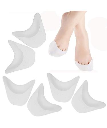 Jpyh toe protection silicone soft silicone pads anterior foot pads ballet shoe foot cover toe support 3 pairs white (male and female)