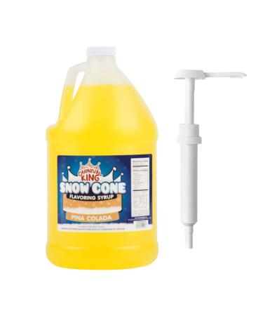 ZippySweets - Pina Colada Flavour Snow Cone Syrup - 1 Gallon with Complimentary Pump Perfect Shaved Ice Syrup for 128 Snow Cones Ideal for Shaved Ice Treats & Refreshing Summer Fun