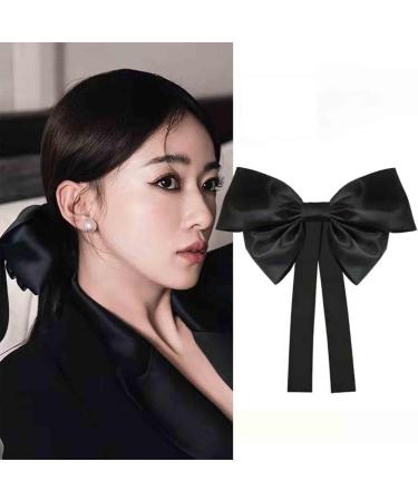 Wendalern Satin Bow Ponytail Holder Black Big Hair Bows Clips Vintage Bow Hair Clip Barrettes Satin Ribbion Bowknot Clip Headpiece Silk Bowknot Hair Accessories for Women and Girls - Buy Online on GoSupps.com