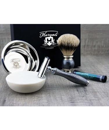 Premium Classic Men's Shaving Set - Silver Tip Brush DE Safety Razor Engraved Bowl & Soap - International Shipping Available - Buy Online on GoSupps.com