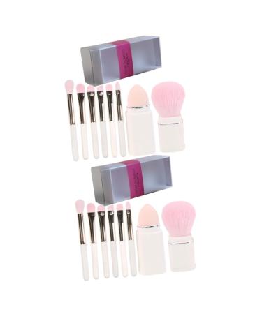 POPETPOP Eyeshadow Makeup Brush 2 Sets Makeup Brush Set Makeup Sponge Makeup Powder Brush Professional Makeup Brush Mini Makeup Brush s Bronzing Powder Travel Retractable White Plastic