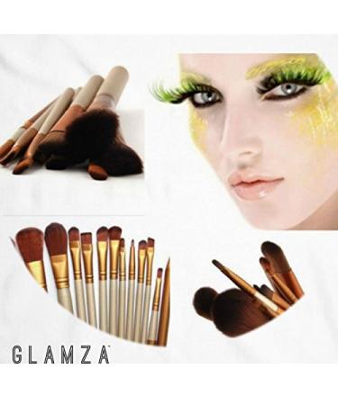 Glamza 12pcs Makeup Brush Set - Gold & White | Face Foundation Eye & Lip Brushes with Metal Case - International Shipping Available - Buy Online on GoSupps.com
