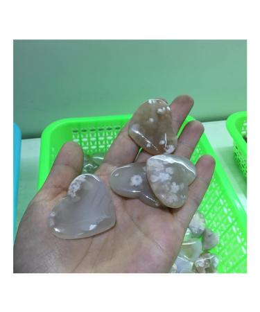 Crystal 1PC Natural Flower Agate Crystal Heart Shaped Sakura Agate Heart Full of Texture