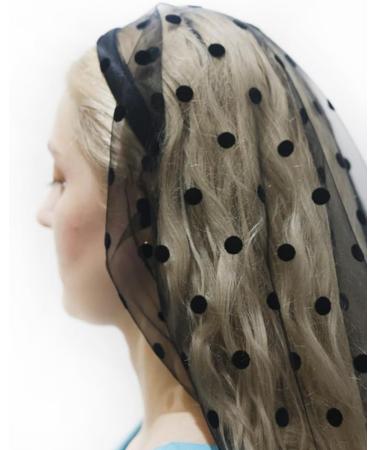 TQUXNGA Veil Headband for Women Stretch Turban Tulle Rhinestones Embroidery Colorful Dots Head Wrap Headband Black dots - Buy Online on GoSupps.com