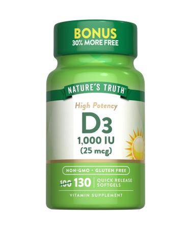 Nature's Truth Vitamin D3 1000 iu 130 Count (Pack of 3)