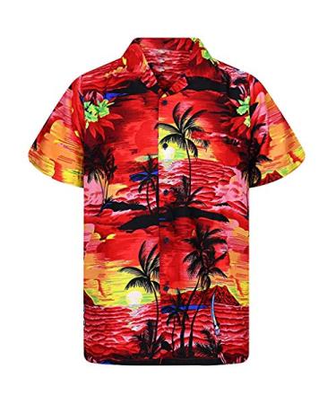 BIFUTON Funny Hawaiian Shirts for Men,Men's Hawaiian Shirt Button Down Short Sleeve Tropical Casual Beach Shirts Tops C4-red XX-Large