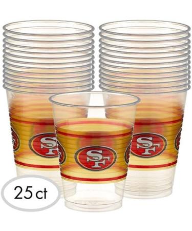 San Francisco 49ers Plastic Cups - 16 oz - Pack of 25 - Multicolor - Official NFL Merchandise - Buy Online on GoSupps.com
