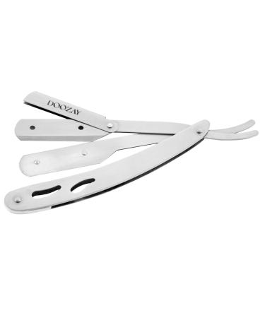 Straight Razor for Men - Premium Single Blade Cutthroat Razor - 10 Replaceable Stainless Steel Blades - Barber Straight Edge Razor Kit - Navajas Para Barbero (Silver)
