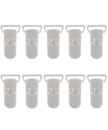 Scalewbin 10Pcs Baby Kids T-Shape Plastic Pacifier Clips Soother Dummy Style Badge Holder White