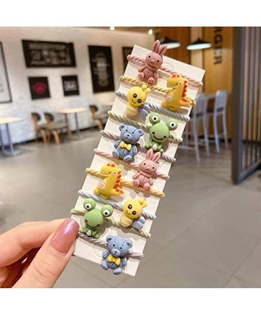 KDDOM 10 Pcs Cute Cartoon Animal Hair Ties for Girls - Bee, Bear, Rabbit, Frog, Dinosaur (Colorful) - Buy Online on GoSupps.com