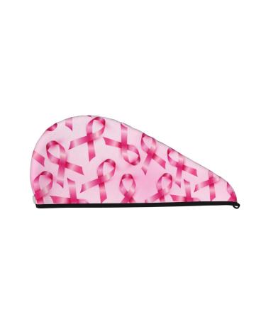 Breast Cancer Ribbons Awareness Microfiber Hair Towel Soft Super Absorbent Hair Towel Wrap for Women Coral Velvet Quick Dry Hair Cap for Long Curly and Thick Hair