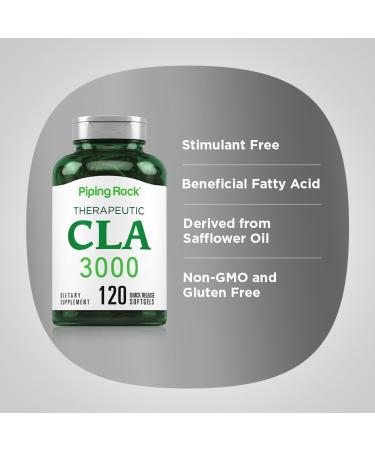 Piping Rock CLA Supplements | 3000mg | Conjugated Linoleic Acid | 120 Softgels | Non-GMO Gluten Free - Buy Online on GoSupps.com