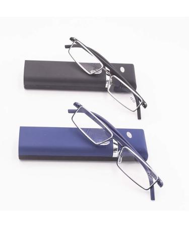 Shop Kokobin 2-Pack Ultra-Light Reading Glasses - TR90 Frames & Metal Semi-Frames +1.25 Diopters Stylish Glasses Case for Men & Women - Buy Online on GoSupps.com