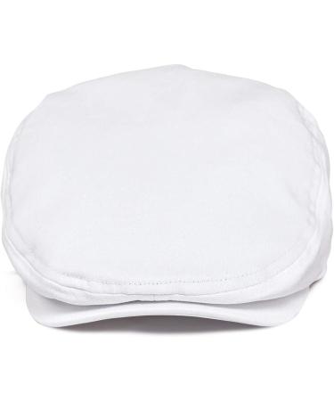 JANGOUL Men's White Cotton Twill Ivy Cap Newsboy Flat Cap 7 5/8 - Buy Online on GoSupps.com