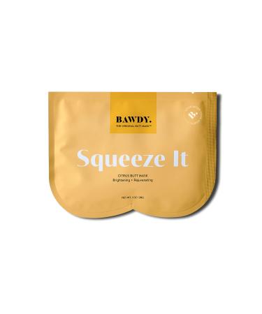 BAWDY Squeeze It - Citrus Beauty Butt Mask - Illuminating + Rejuvenating Bum Mask - 2 Sheets  One for Each Cheek - Clean Beauty Mask for Your Butt (2 Sheets - Single Use)