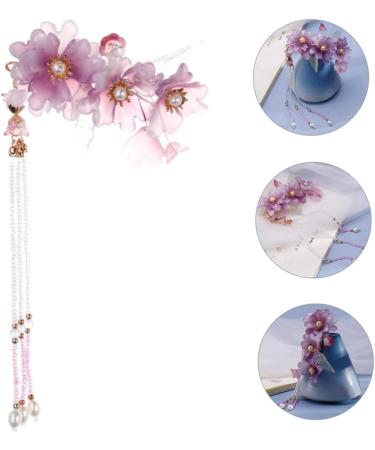minkissy Classic flower edge clip TASSEL HAIR PIN chinese archaistic chain hair clip purple tiara CHINESE TASSEL HAIR CLIP girls hair accessories hair clips bride Acrylic Hair piece wedding - Buy Online on GoSupps.com