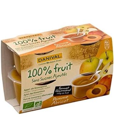 Danival - Apple & apricot puree 100% organic fruit with no added sugar 4 x 110 g - Buy Online on GoSupps.com