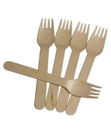 Pack of 100 Wooden Forks Environmental Friendly Classic Smooth Wooden Forks