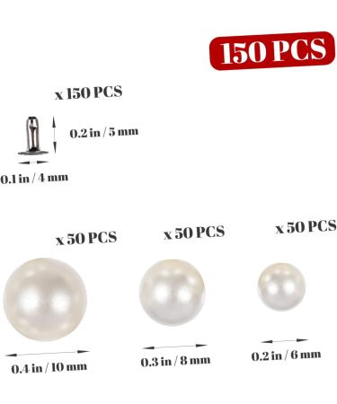 TEHAUX 150 Pairs Pearl Rivets Decor Simulation Pearls Beads Fake Pearl Studs Imitation Pearls Suite Bride - Buy Online on GoSupps.com