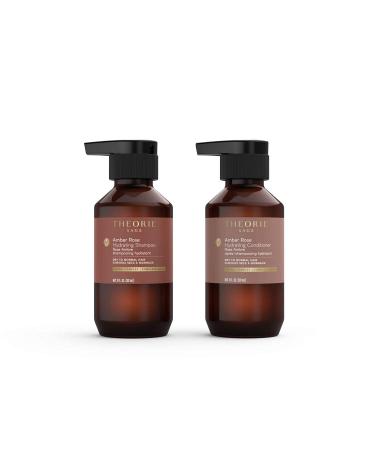 THEORIE Amber Rose Travel Set - Hydrating Shampoo & Conditioner minis - Refresh & Recharge - Suited for Dry to Normal Hair - Protects Color and Keratin Treated Hair, Bottles 90mL each Amber Rose, Jasmine, Lily