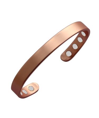 Copper Bracelet for Men and Women 99.9% Pure Copper Bangle 6.8" Adjustable for Arthritis with 8 Magnets for Effective Joint Pain Relief, Arthritis, RSI, Carpal Tunnel Plain design