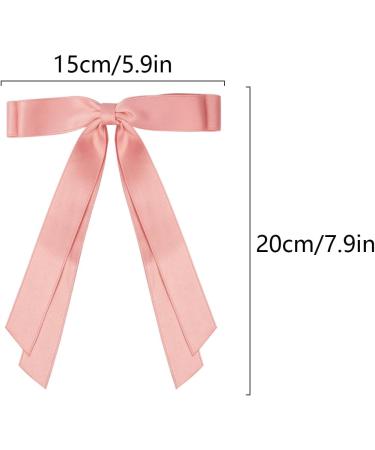 2 Pack Hair Bows for Women Pink Bow Hair Clips French Barrette with Long Silky Satin Hair Ribbons for Women Girls(Pink) - Buy Online on GoSupps.com