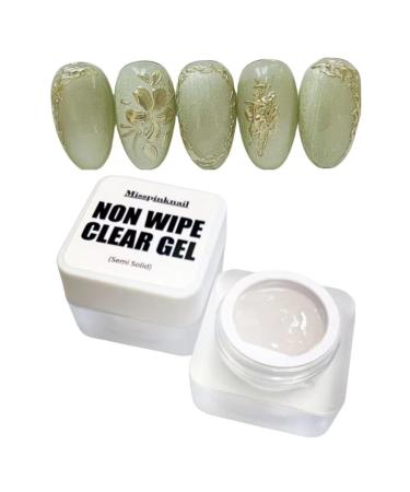 Non wipe clear gel semi solid 6g Mirror chrome powder Nail art 3d sculture style