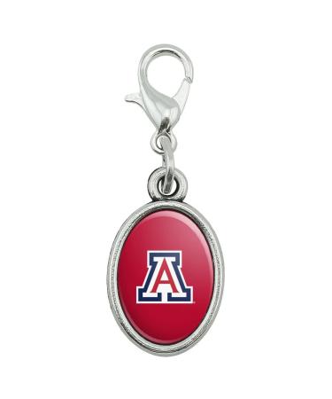 University of Arizona Wildcats Antiqued Bracelet Pendant Zipper Pull Oval Charm with Lobster Clasp