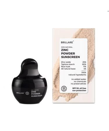 Brill-Are's Zinc Powder Sunscreen SPF 50 Ivory 01 Matte Finish No White Cast UVA/UVB Protection 4g