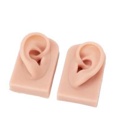 Ear hole exercise model simulated human skin reusable versatile 1 pair of silicone dance models for the medical salon (medium skin color)