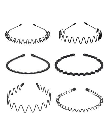 Metal Headband Men Women  Fashion Hair Bands for Mens Hair Band Outdoors Sports Headbands Womens Clip Ties Non Slip Smooth Elastic With Teeth Comb Unisex Hairband Accessories Beauty Care (6 Pack) 6 Count (Pack of 1) - Buy Online on GoSupps.com