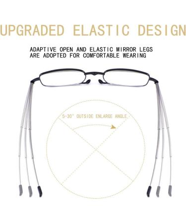 Read Optics Compact Folding Reading Glasses - Black with Silver & Gunmetal Telescopic Arms | Unisex +1.0 Readers for Ultimate Portability - Buy Online on GoSupps.com