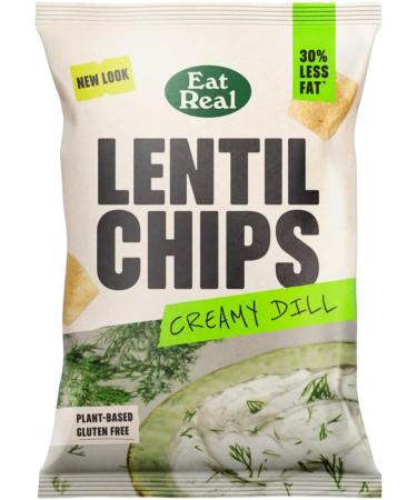 Eat Real Lentil Chips Creamy Dill 10 X 95g Gluten-free Crisps Multipack Vegan-Friendly Healthy Snacks 30% Less Fat - Buy Online on GoSupps.com