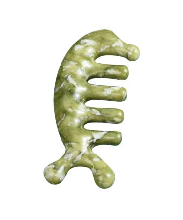 Gogogmy Jade Massagekamm Body massage gather Hand massage comb simple massage comb jade handicraft massage combination comb body massager jade massager scalp scratch tool 11.50x1.50cm green