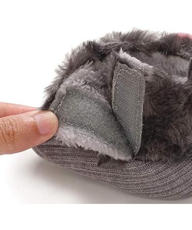 Spring Baby Winter Warm Fleece Booties | Non-Slip Soft Sole Shoes | Prewalker Boots for Girls Boys Toddler 0-18 Months | Grey (0-6 Months) - Buy Online on GoSupps.com