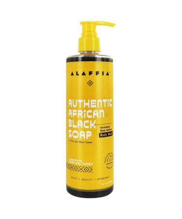 Alaffia Authentic African Black Soap Body Wash Charcoal Honey 12 fl oz (354 ml)