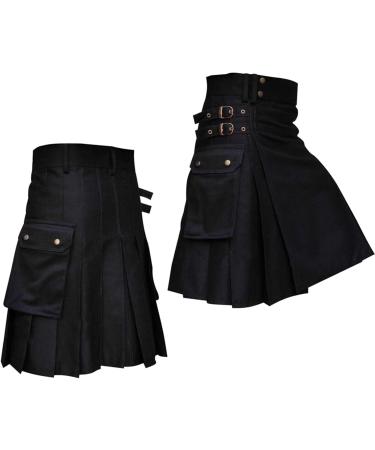 Men's Scottish Rock Short Medieval Kilt - Vintage Scottish Costumes for Adults | Classic Black Clubwear in Large Sizes (5XL) - Buy Online on GoSupps.com