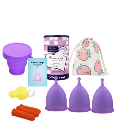 Florauspicious reusable menstrual cup get florauspicious menstrual cups for female care 3 pieces (small purple) purple/purple/purple 1 piece (3 Pack)