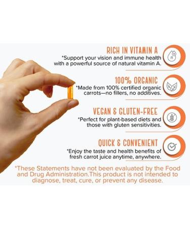 Strong Organics Carrot Juice Powder Caps USA Grown, Organic, Raw Cold-Pressed High Potency Beta Carotene for Eyes & Skin Vegan, Non-GMO 120 Ct - Buy Online on GoSupps.com