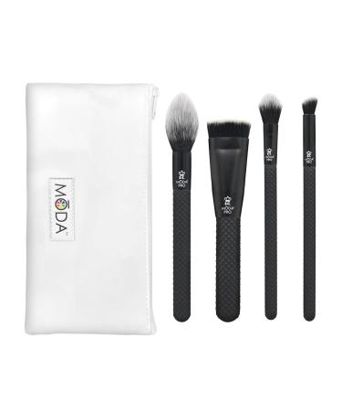 Moda Royal & Langnickel Full Size Pro Sculpt & Glow 5pc Makeup Brush Set with Pouch Includes Radiance Sculpt Glow and Precision Angle Brushes Black BMX-SGK5
