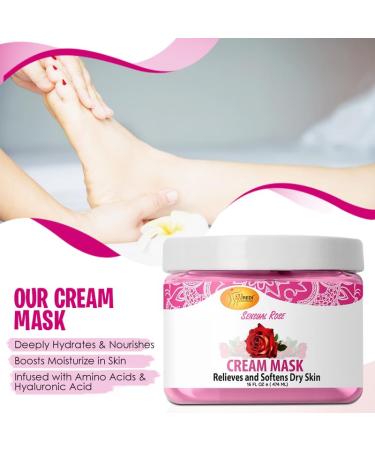 SPA REDI Sensual Rose Body & Foot Cream Mask Hydrating Pedicure Massage with Hyaluronic Acid & Comfrey Extract 16 Oz - Buy Online on GoSupps.com