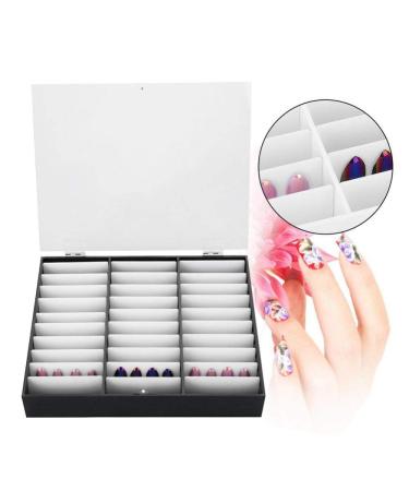 False nail art box high-end and distinguished manicure tool storage box empty clear nail art decoration Strass gemstone bead container (black)