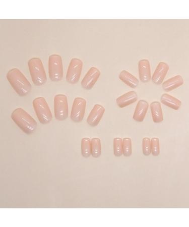 Justotry 24-Piece Pale Orange Glossy Press-On Nails | Artificial Square Fake Nails for Women | Short Motif Nail Art - Buy Online on GoSupps.com