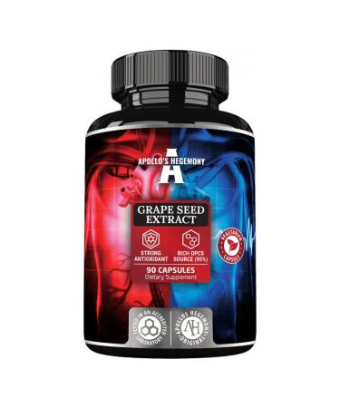 Grape Seed Extract 95% OPCs Grape Seed 400mg 90 Vegan Capsules 3 Months Supply Grape Seed Fuits Supplement Strong Antioxidant - by Apollo's Hegemony