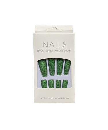 AUklOPVZZ 1 Set French Tip Press on Nails Solid Color Extension Shimmer Fingernails Decals Full Cover Salon Gifts Manicure Kit H33-green jelly glue