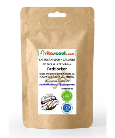 Chitosan mega + calcium - 270 tablets - high -dosed - without magnesium stearate - Made in Germany - SB*: Fatblocker diet carb blocker low fat - Buy Online on GoSupps.com